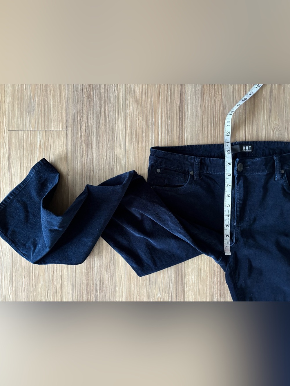 KUT from the Kloth Karen Baby Bootcut Corduroy Pants Navy Blue Womens 12 Preppy - Picture 5 of 12